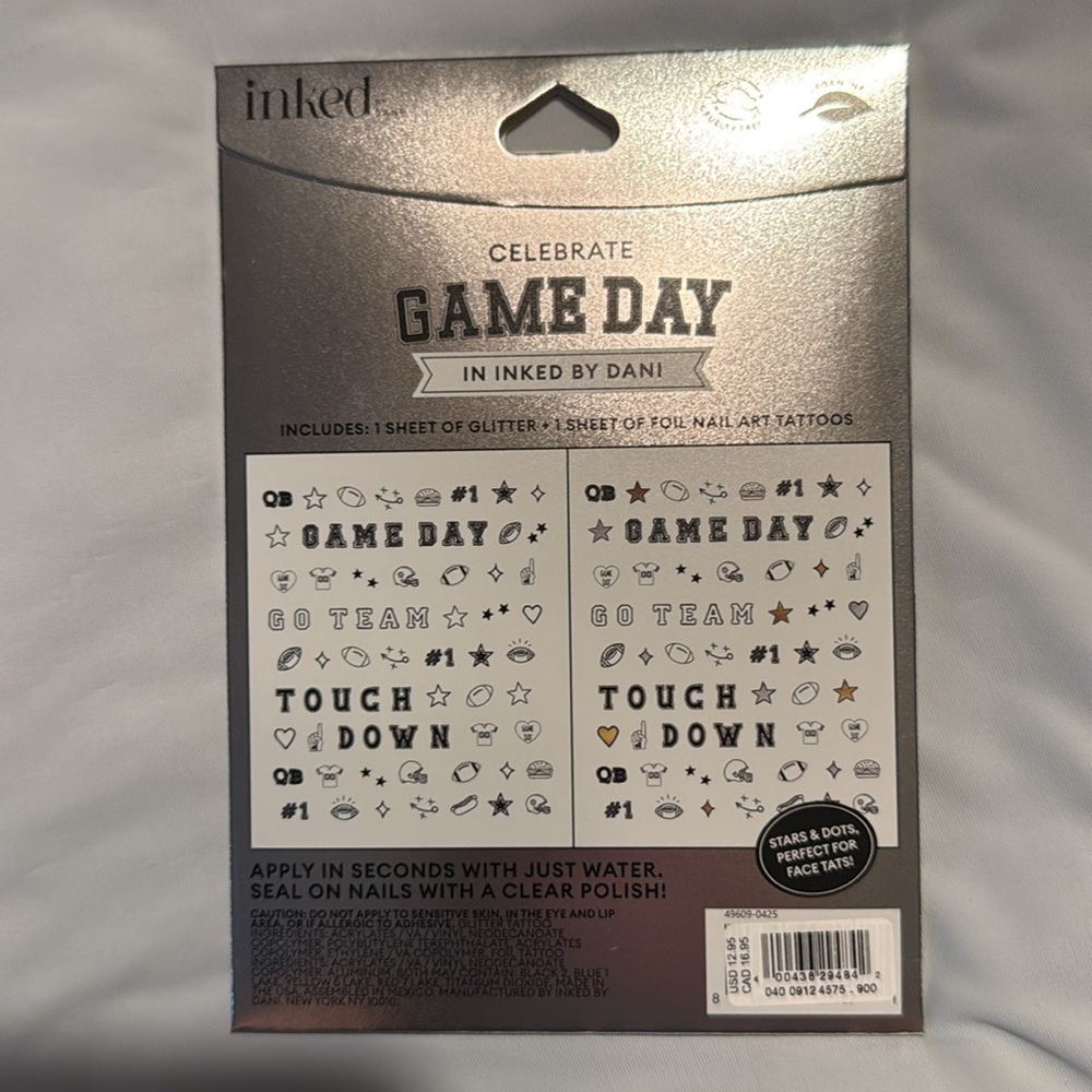 Game Day Football Nail Art Tattoos - Black and Gold - Picture 2 of 2